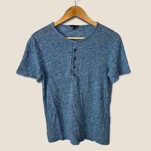 Theory Linen Short Sleeve Henley Tee